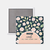Modern Pink Wildflowers Pattern Magneet (Voorkant / Achterkant)
