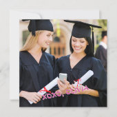 Modern Pink XOXO Custom Photo Graduation Card (Voorkant)