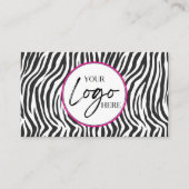 Modern Pink Zebra Print Custom Company Logo Visitekaartje (Voorkant)