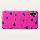 Modern PinkBlack Hearts iPhone case (Achterkant (horizontaal))