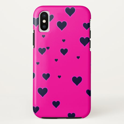 Modern PinkBlack Hearts iPhone case (Achterkant)