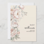 Modern Pioen Roos Bloemen Zwangerschapsaankondigin Aankondiging (Voorkant)