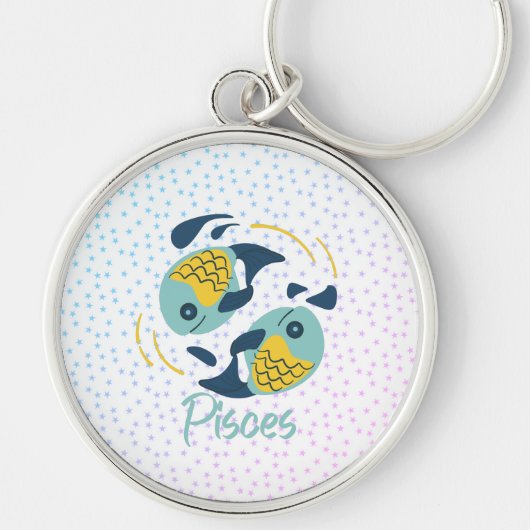 Modern Pisces Fish Zodiac Sleutelhanger (Voorkant)