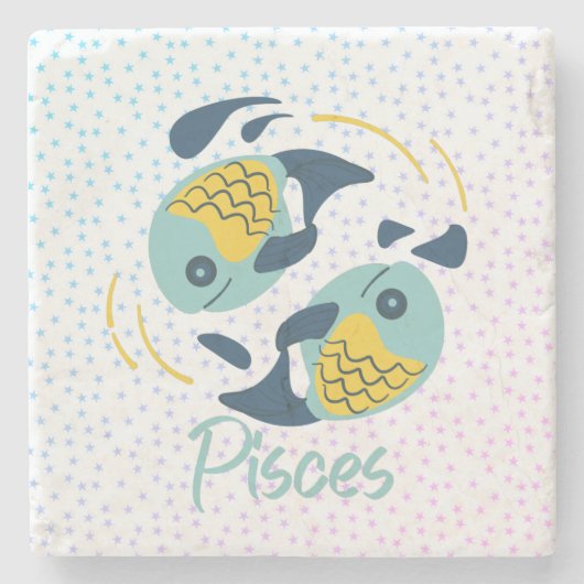 Modern Pisces Fish Zodiac Stenen Onderzetter (Voorkant)