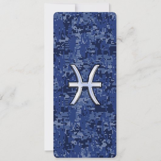 Modern Pisces Zodiac Sign Navy Blue Digital Camo (Voorkant)