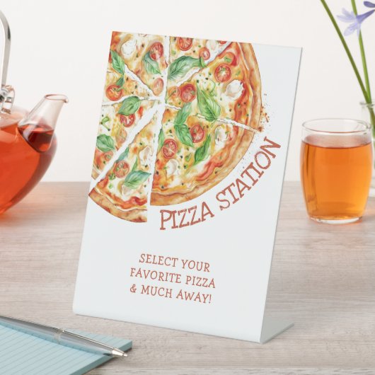 Modern Pizza Birthday Party Custom Sign Reclamebord Met Voetstuk (Insitu)
