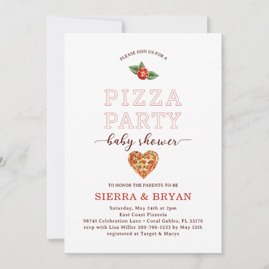 Modern Pizza Party Baby shower Uitnodiging – Fun & (Voorkant)