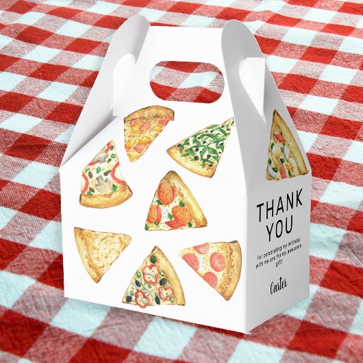 Modern Pizza Verjaardagsfeest Dank u Bedankdoosjes