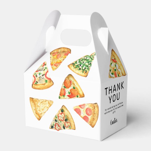 Modern Pizza Verjaardagsfeest Dank u Bedankdoosjes (Voorkant Zijde)