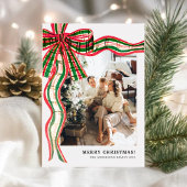 Modern Plaid 4 Photo Christmas Feestdagenkaart