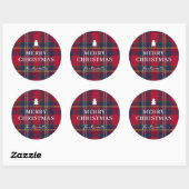 Modern Plaid Christmas Tree Ronde Sticker (Vel)