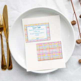 Modern Plaid Colorful Rainbow Diaper Raffle Informatiekaartje