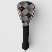 Modern Plaid Monogram Grijs Zwart Roze Golfheadcover (Voorkant)