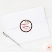 Modern plaid script Prettige feestdagen roodvrij Ronde Sticker (Envelop)