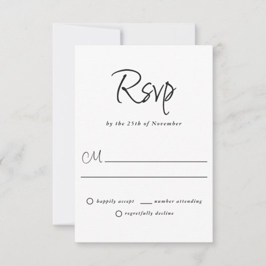 Modern Plain and Simple Casual Wedding RSVP (Voorkant)