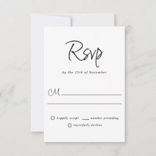 Modern Plain and Simple Casual Wedding RSVP Kaartje