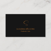 Modern Plain Black Sinaasappel met monogram QR-cod Visitekaartje (Voorkant)