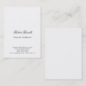 Modern Plain Black White Calligraphy Visitekaartje (Voorkant / Achterkant)