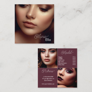 Modern Plain Bourgogne Comp Kaart Fotosjabloon Vierkante Visitekaartje