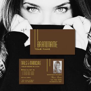 Modern Plain Brown Yellow met Fotoprofessional Visitekaartje