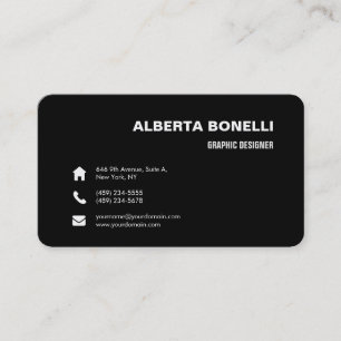 Modern Plain Elegant Minimal Black White Visitekaartje