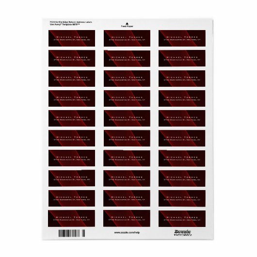 Modern Plain Elegant Trendy Rood Bruin Abstract Etiket (Full Sheet)