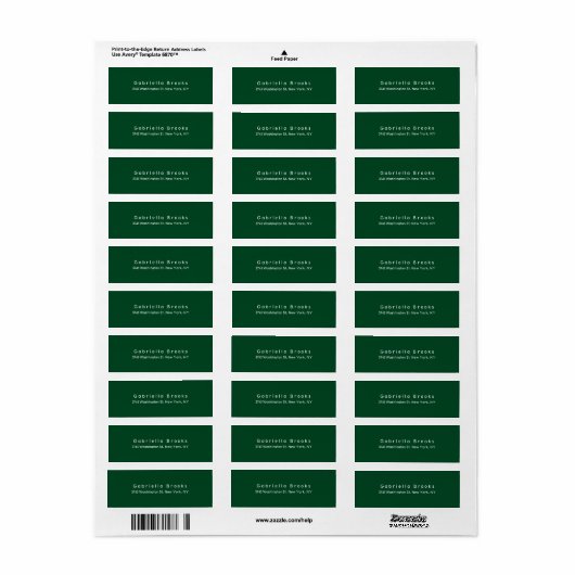 Modern Plain Elegant Uniek Bos Groen Etiket (Full Sheet)