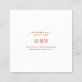 Modern Plain Minimalist Professioneel Sinaasappel Vierkante Visitekaartje (Achterkant)