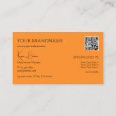 Modern Plain Oranje met monogram QR-code & juwelen Visitekaartje (Achterkant)