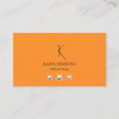 Modern Plain Oranje met monogram QR-code & juwelen Visitekaartje (Voorkant)