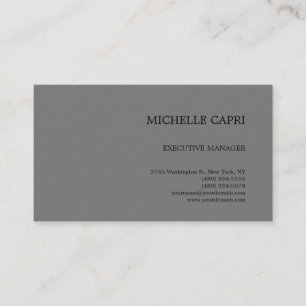 Modern Plain Simple Minimalist Grey Black Visitekaartje