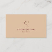 Modern Plain Tan Beige met Monogram- en QR-code Visitekaartje (Voorkant)