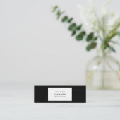 Modern Plain Trendy Minimalist Black & White Mini Visitekaartje (Staand voorkant)