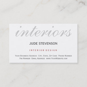 Modern Plain White Interior Designer House Home Visitekaartje