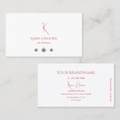 Modern Plain White met Monogram en Diamonds Chic Visitekaartje (Voorkant / Achterkant)