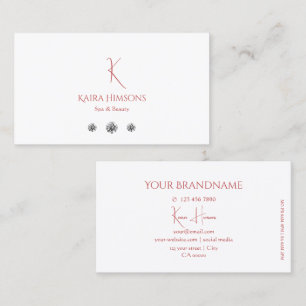 Modern Plain White met Monogram en Diamonds Chic Visitekaartje