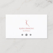 Modern Plain White met Monogram en Diamonds Chic Visitekaartje (Voorkant)