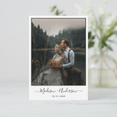 Modern Plain White met twee foto bruiloft Bedankkaart (Staand voorkant)
