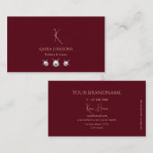 Modern Plain Wine Red met monogram en juwelen Visitekaartje (Voorkant / Achterkant)