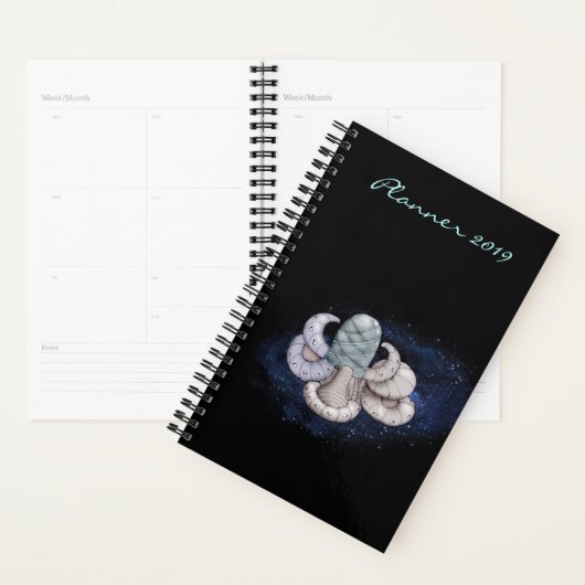 Modern Planner 2019 Black Space Object Art (Devant avec enveloppe)