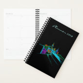 Modern Planner 2019 Black Vibrant City Art (Devant avec enveloppe)
