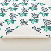 Modern Plant Leaf Flora Pattern White Sherpa Deken (3/4)