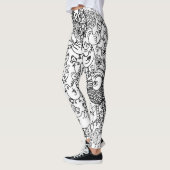 Modern Plezier Zwart-wit Vogels Patroon Leggings (Links)