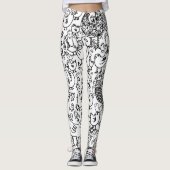 Modern Plezier Zwart-wit Vogels Patroon Leggings (Voorkant)
