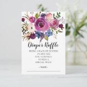 Modern Plum Blue Baby shower Luier Raffle Ticket Kaart (Staand voorkant)