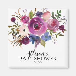 Modern Plum Blue Lavender Shower Favor Magnet Magneet