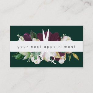 Modern Plum Floral Salon Scissors Logo Benoeming Visitekaartje