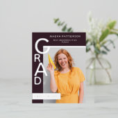 Modern Plum Graduation Party Invitation Silver (Debout devant)