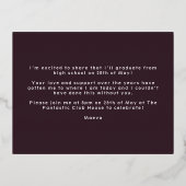 Modern Plum Graduation Party Invitation Silver (Verso)