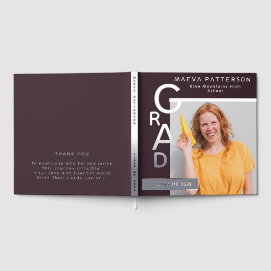 Modern Plum Graduation Photo Silver (Complet)